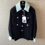 Original Inspired Velvet Replica Jacket With a Blue Tweed Collar - Black