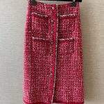 Top Grade Tweed Replica Long Skirt - Red