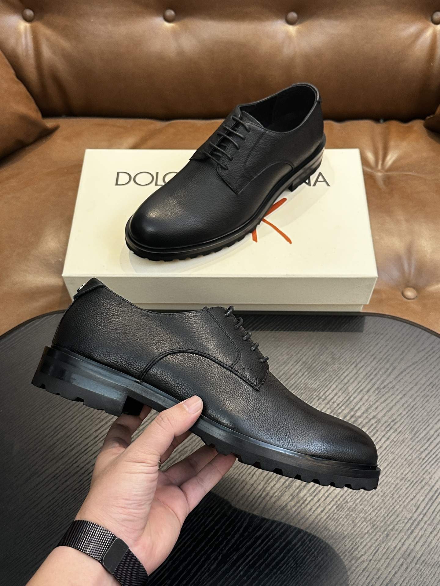 Top Grade Dolce & Gabbana Grained Derby Replica Shoes - Image 5