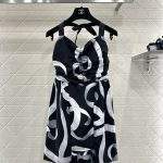 Finest Printed Silk Charmeuse Replica Short Dress - Black