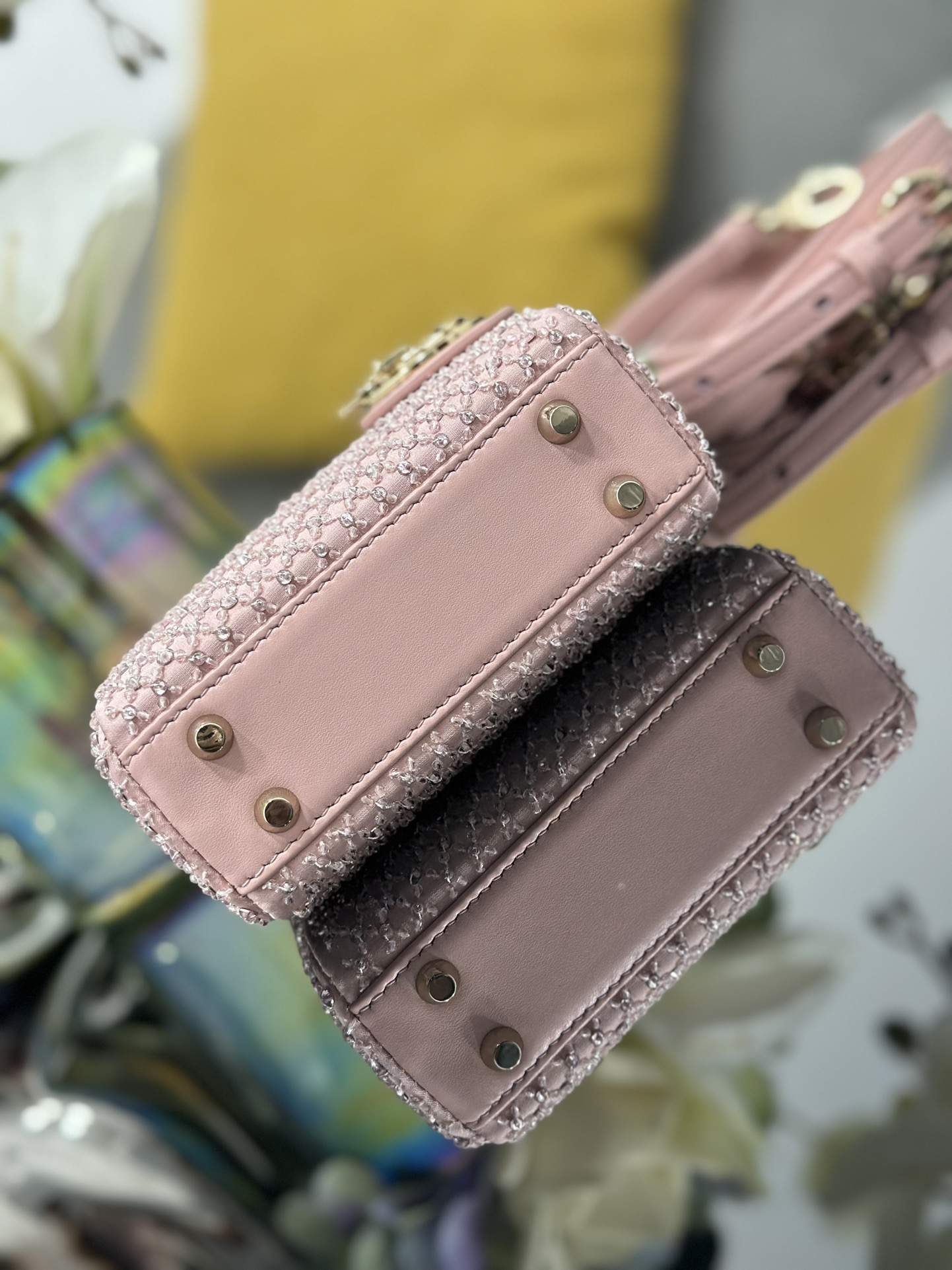 Copy Christian Dior Crystal Embellished Lady Dior Replica Micro Bag - Image 4