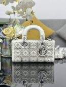 Deluxe Christian Dior Small Lady D-Joy Replica Bag With Silver Rhinestone