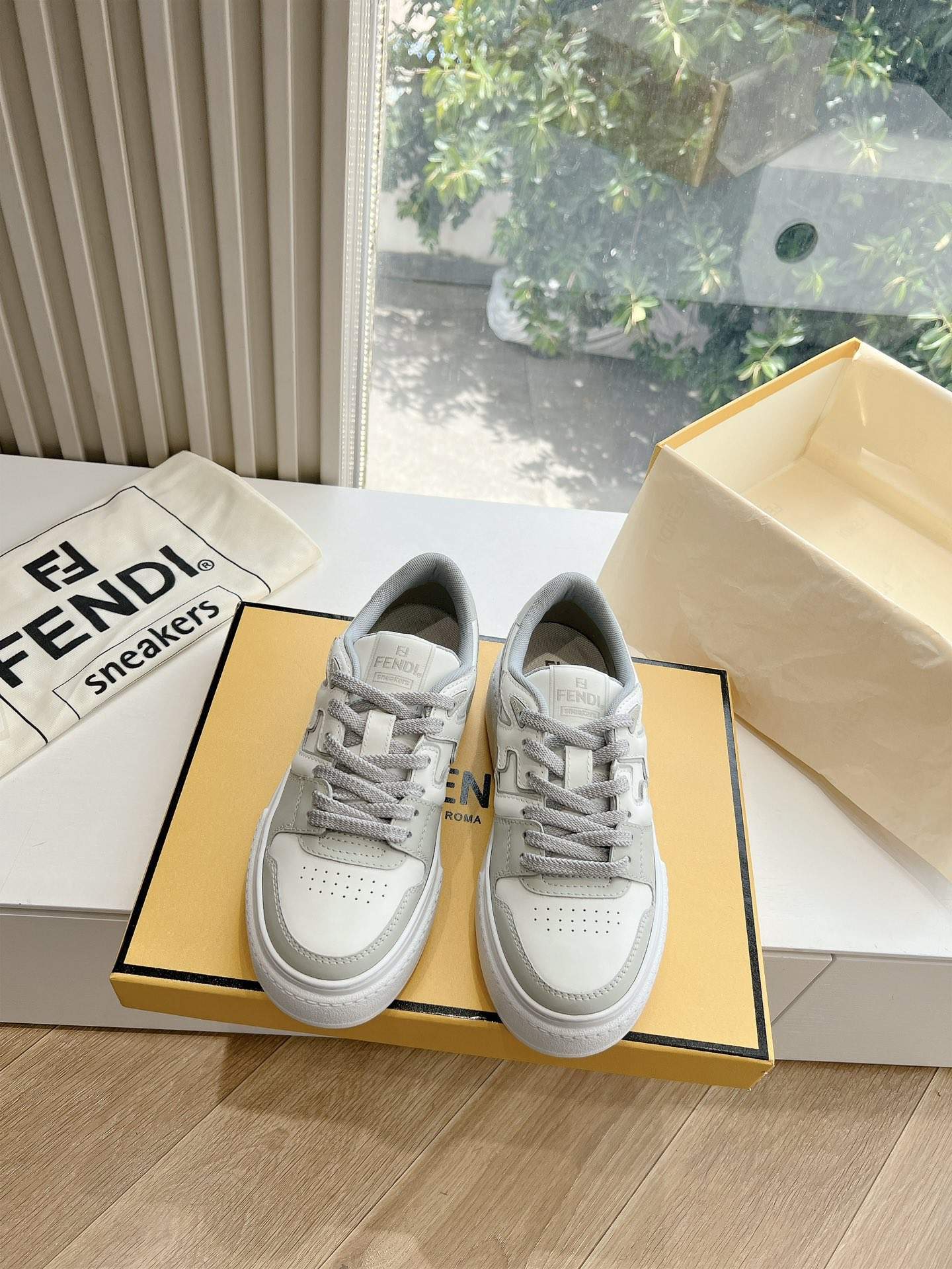 Lux Fendi Match Leather Replica Platform Low-Tops - Image 3