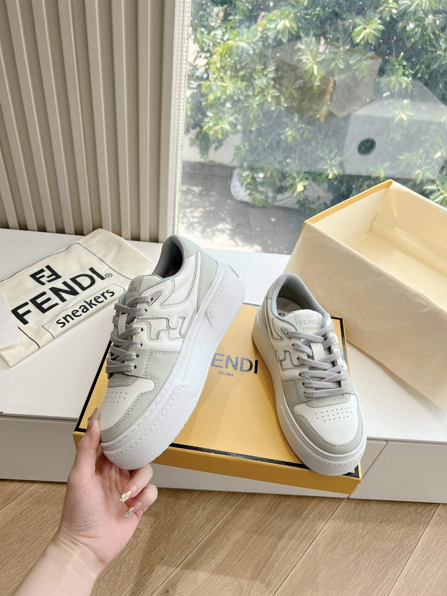 Lux Fendi Match Leather Replica Platform Low-Tops - Image 7