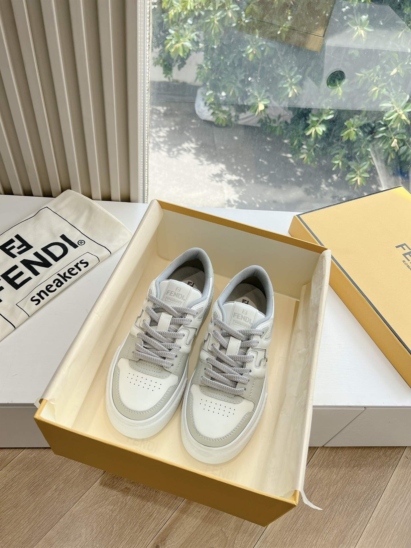 Lux Fendi Match Leather Replica Platform Low-Tops - Image 4