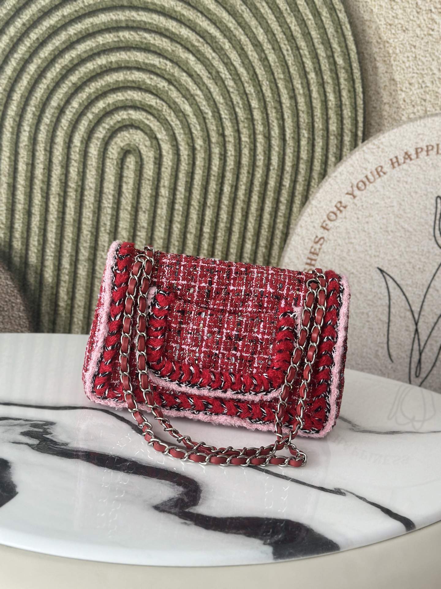 Exact Copy Tweed Small Replica Classic Handbag - Image 2