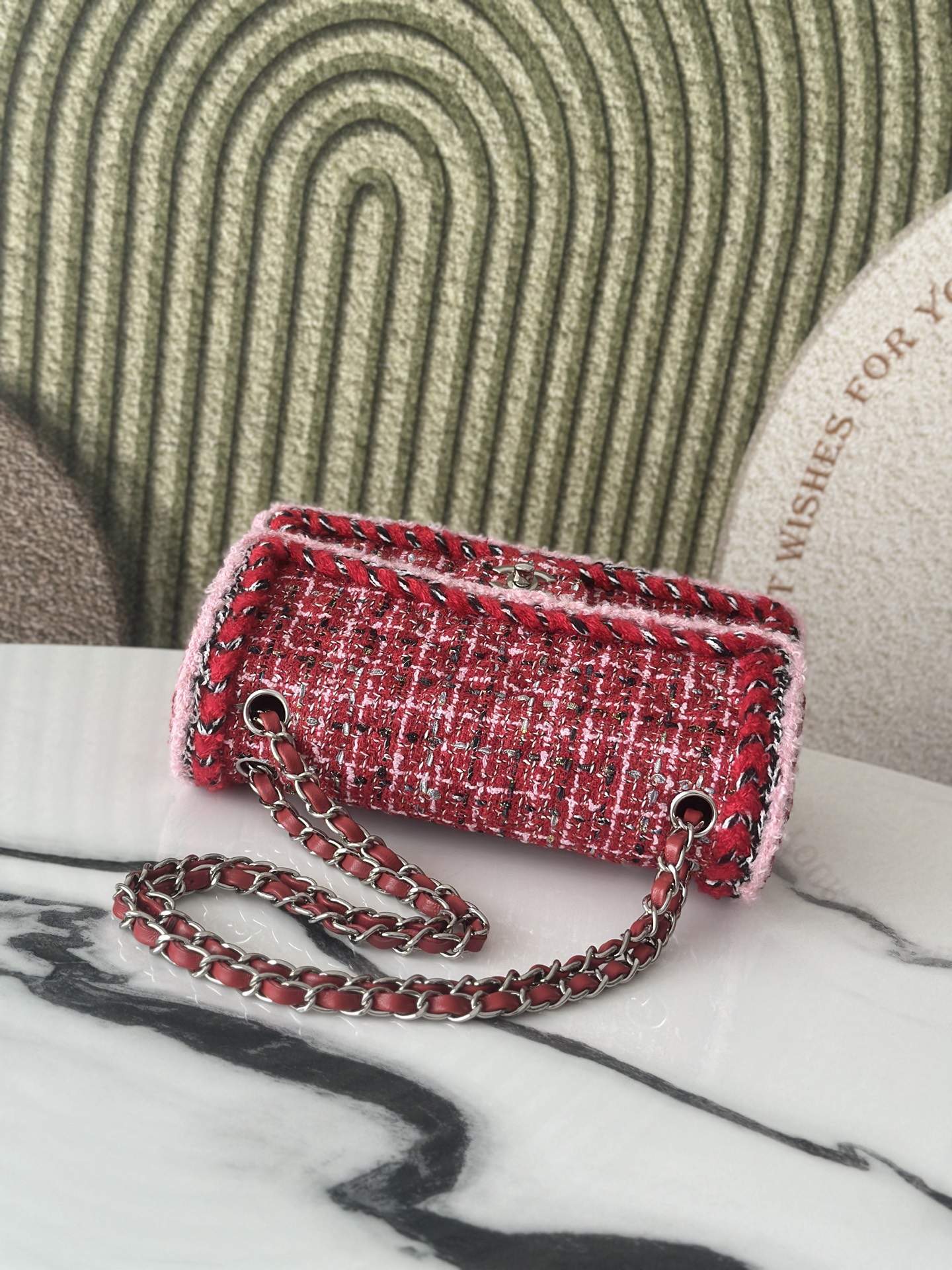 Exact Copy Tweed Small Replica Classic Handbag - Image 4