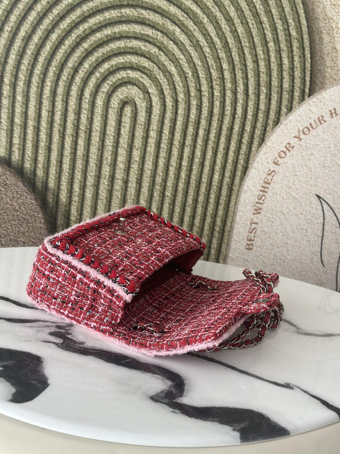 Exact Copy Tweed Small Replica Classic Handbag - Image 9