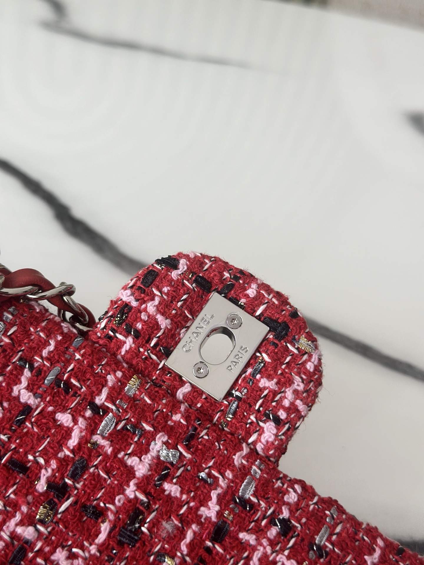 Exact Copy Tweed Small Replica Classic Handbag - Image 7