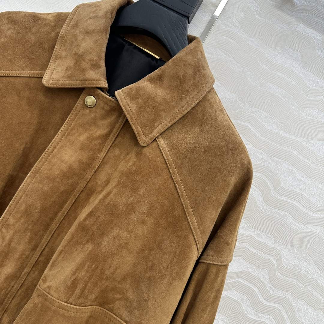 Copy Yves Saint Laurent Replica Bomber Jacket In Suede - Image 4