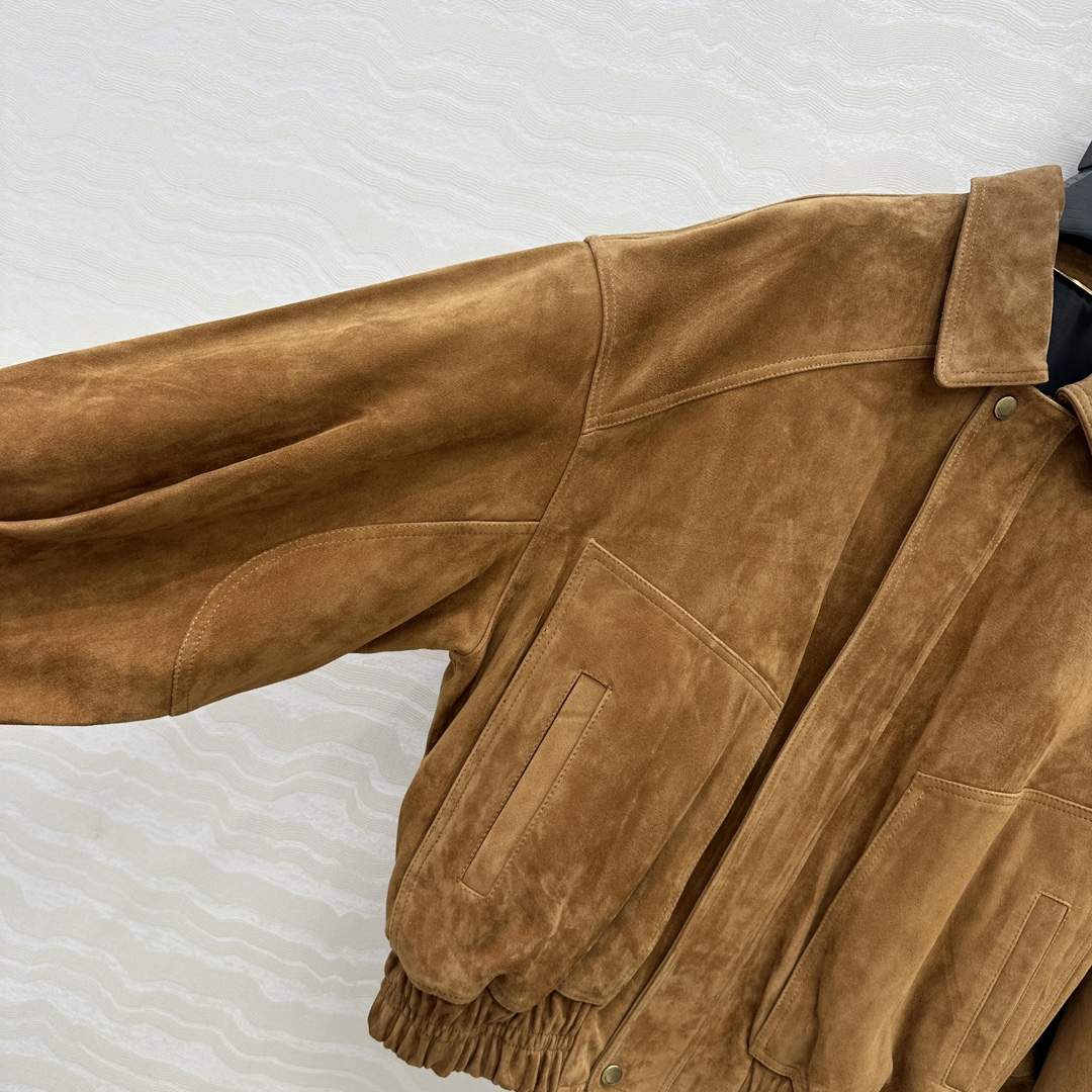 Copy Yves Saint Laurent Replica Bomber Jacket In Suede - Image 7