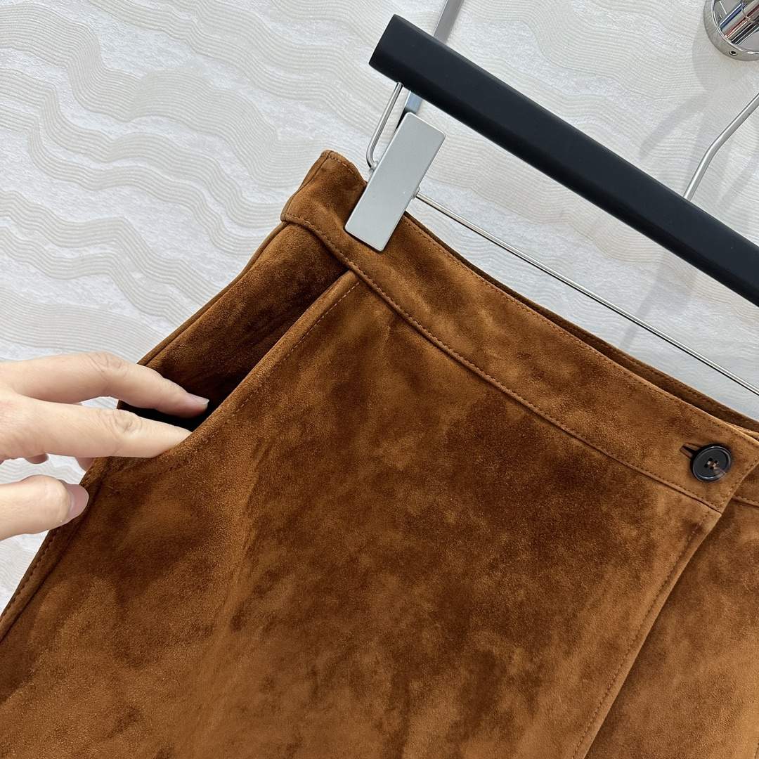 Deluxe Miu Miu Suede Wraparound Replica Skirt - Image 5