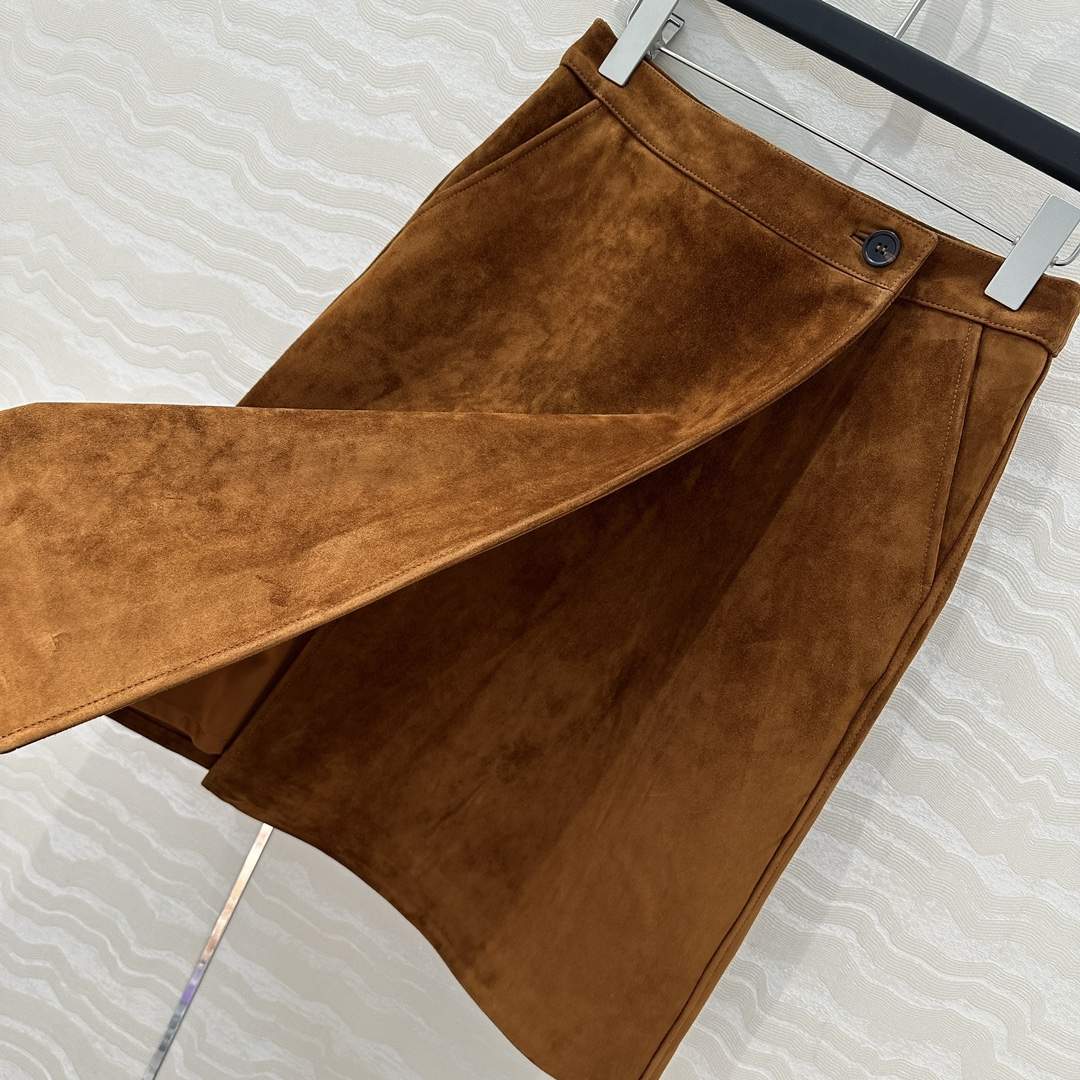 Deluxe Miu Miu Suede Wraparound Replica Skirt - Image 4