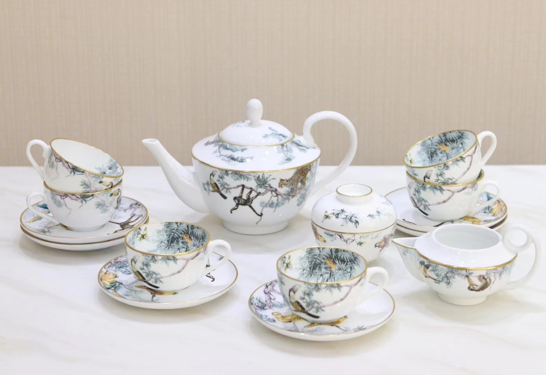 Elite Hermes Carnets d'Équateur Porcelain Replica Tea Set
