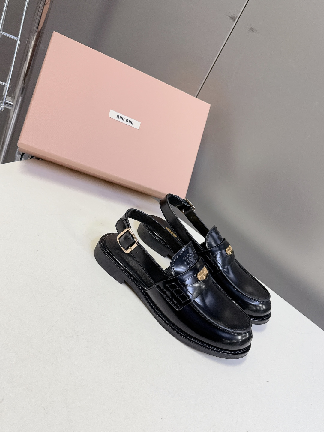 Lux Miu Miu Brushed Leather Replica Slingback Loafers