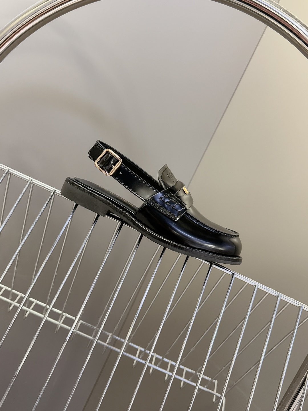 Lux Miu Miu Brushed Leather Replica Slingback Loafers - Image 3