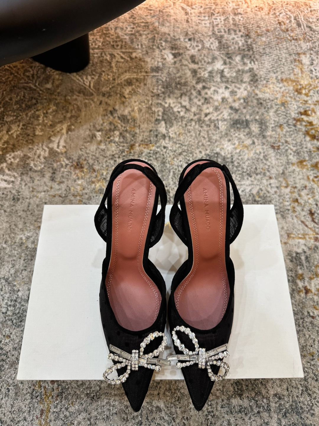 Elite Amina Muaddi Rosie Crystal-Embellished Replica Slingback Heels