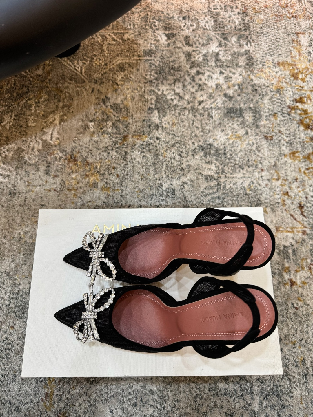 Elite Amina Muaddi Rosie Crystal-Embellished Replica Slingback Heels - Image 2