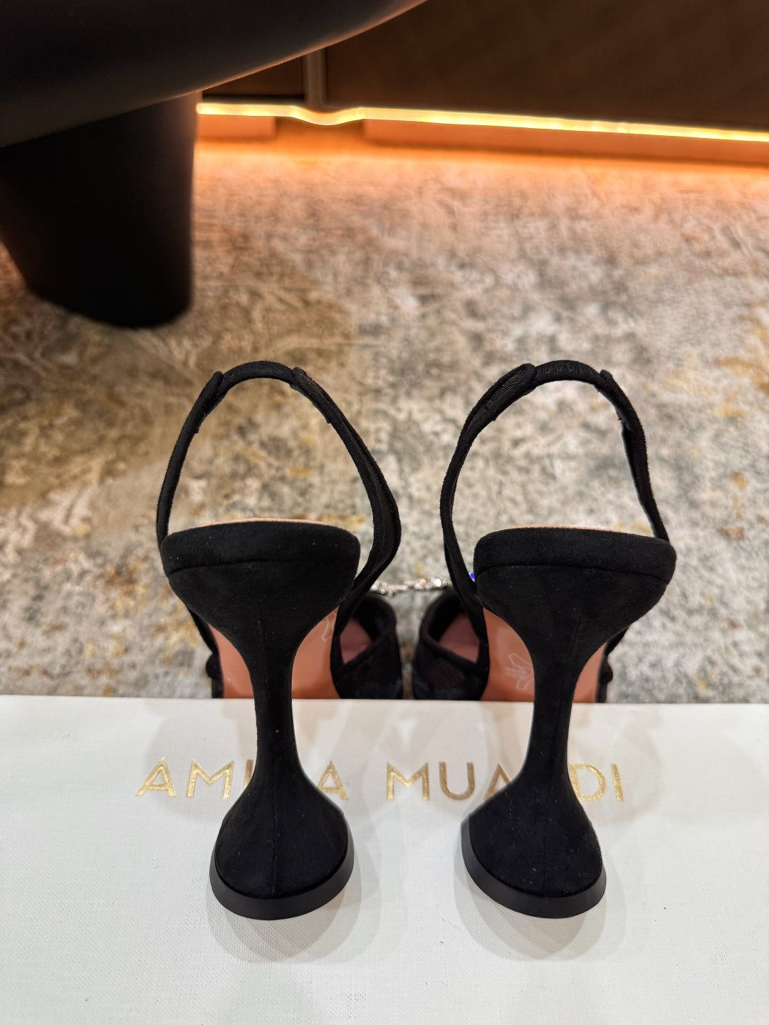 Elite Amina Muaddi Rosie Crystal-Embellished Replica Slingback Heels - Image 8