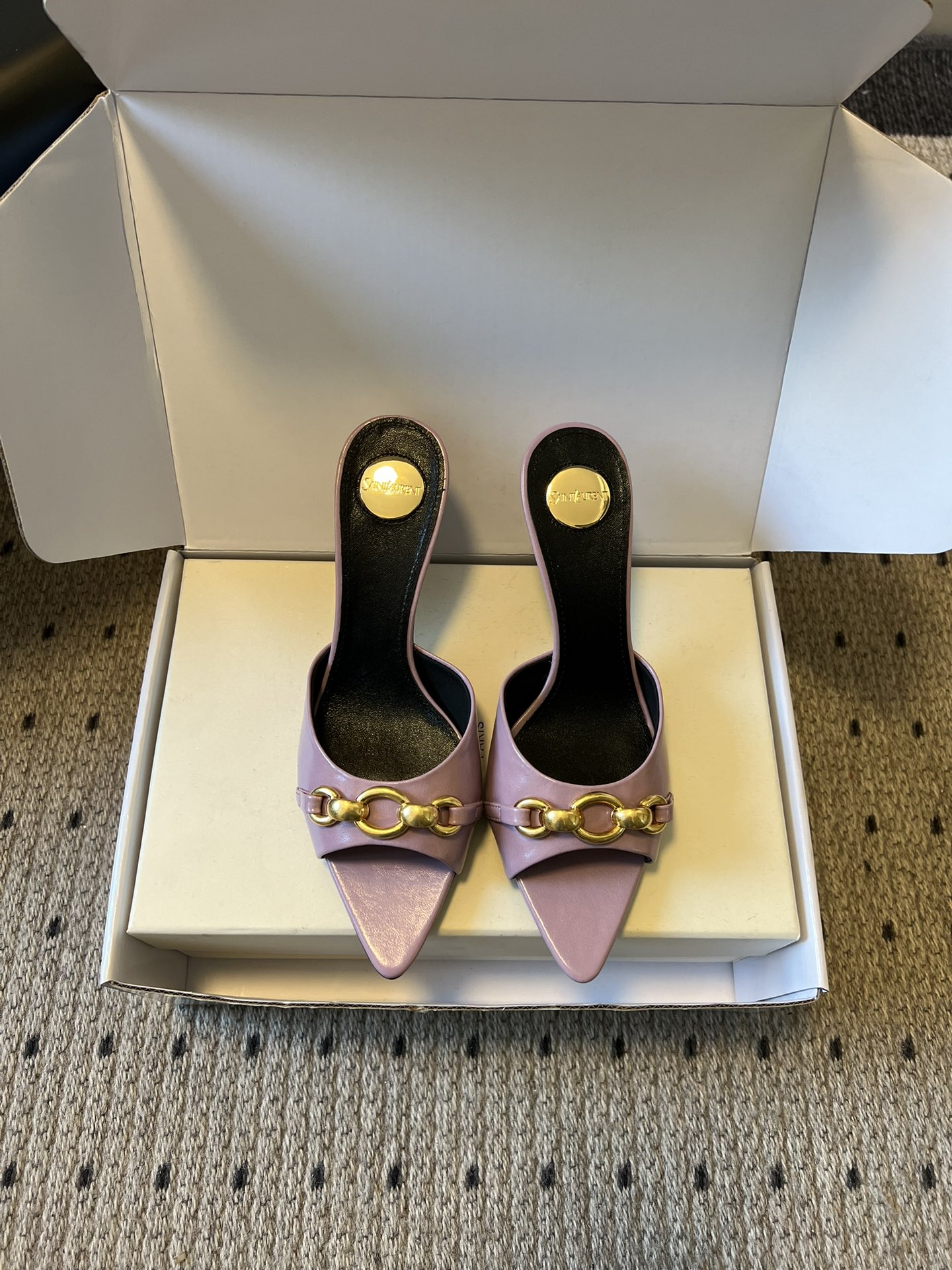 Lux Yves Saint Laurent Buckle Replica Mule Sandal