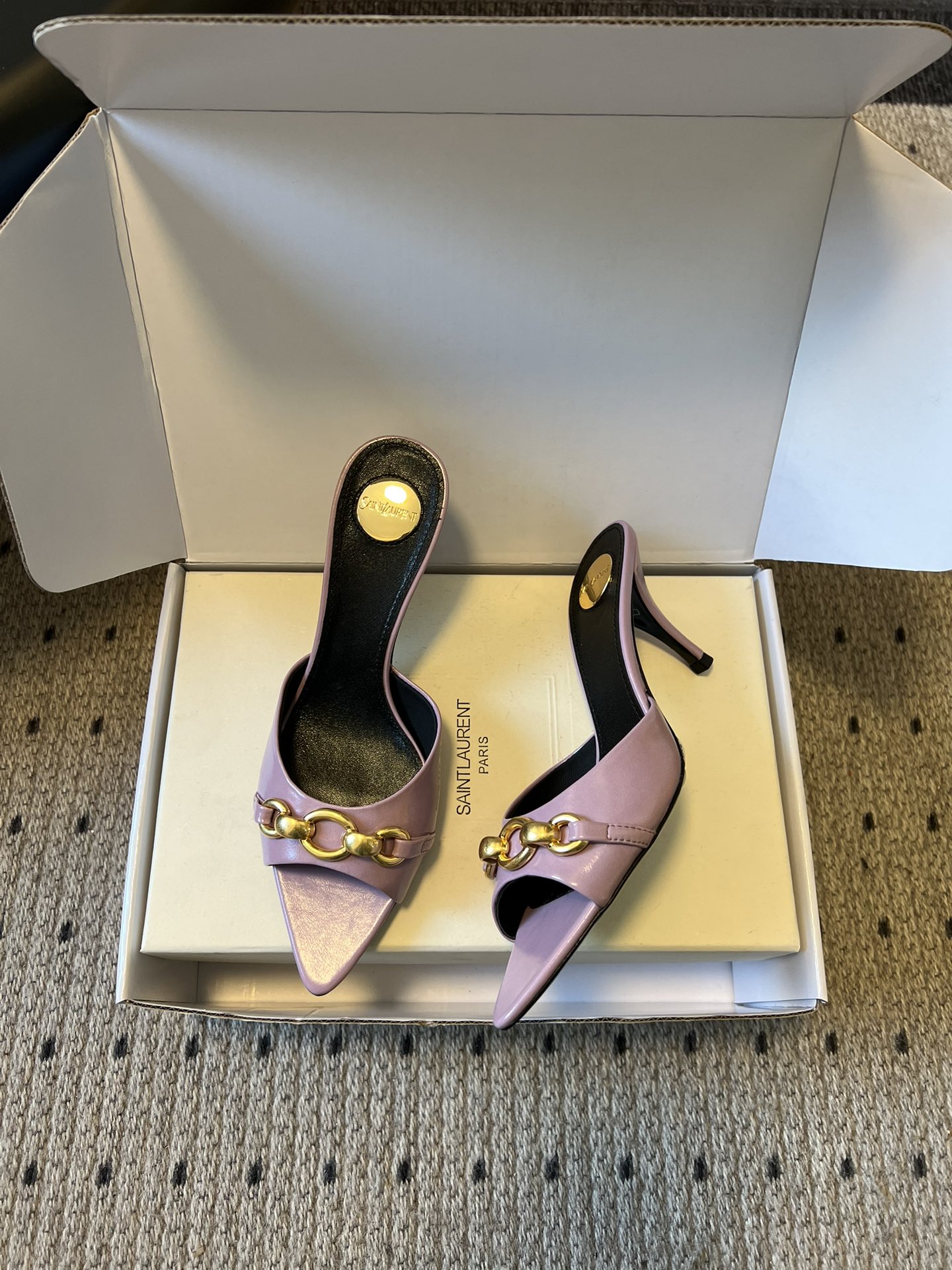 Lux Yves Saint Laurent Buckle Replica Mule Sandal - Image 4