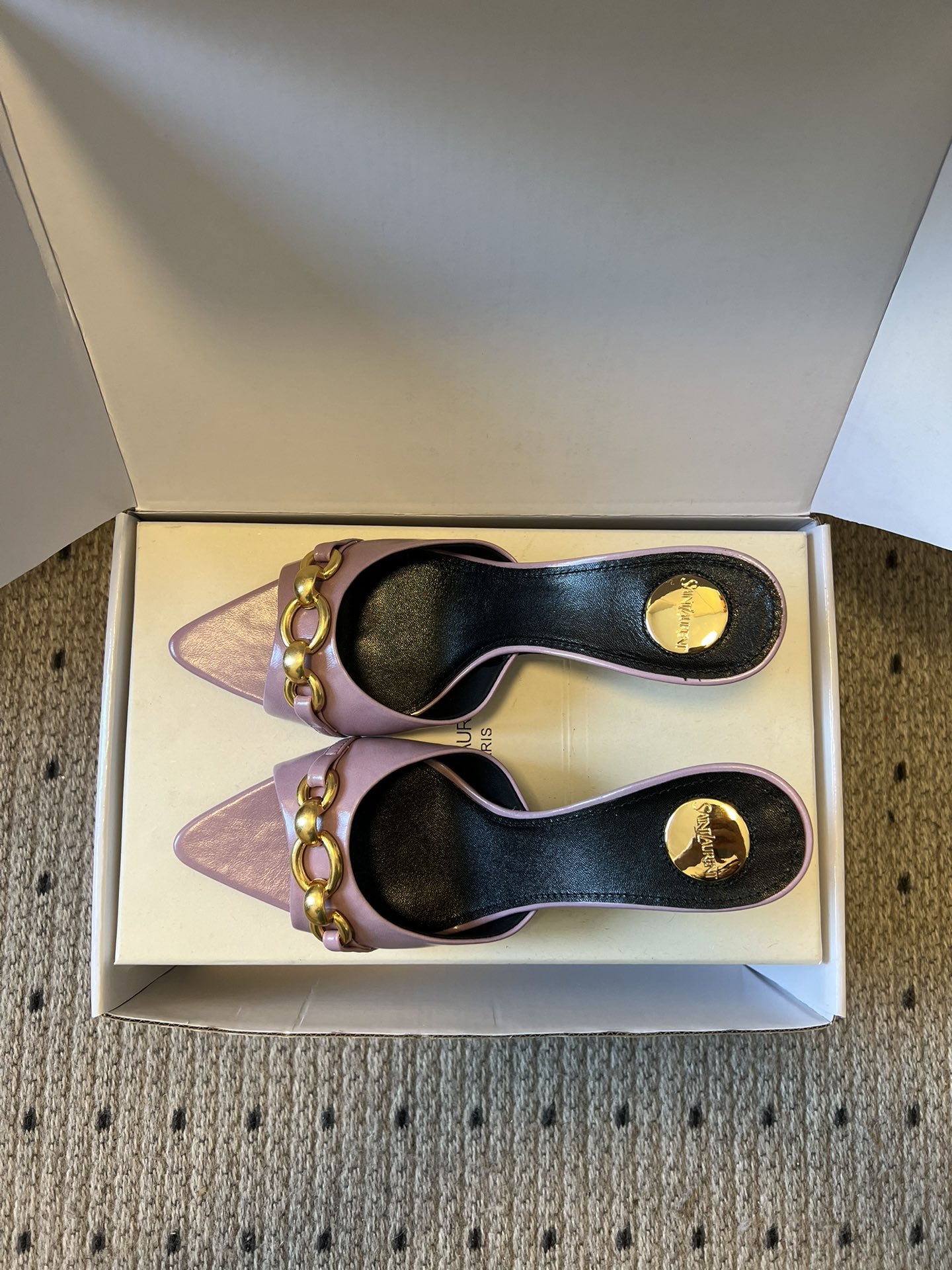 Lux Yves Saint Laurent Buckle Replica Mule Sandal - Image 2