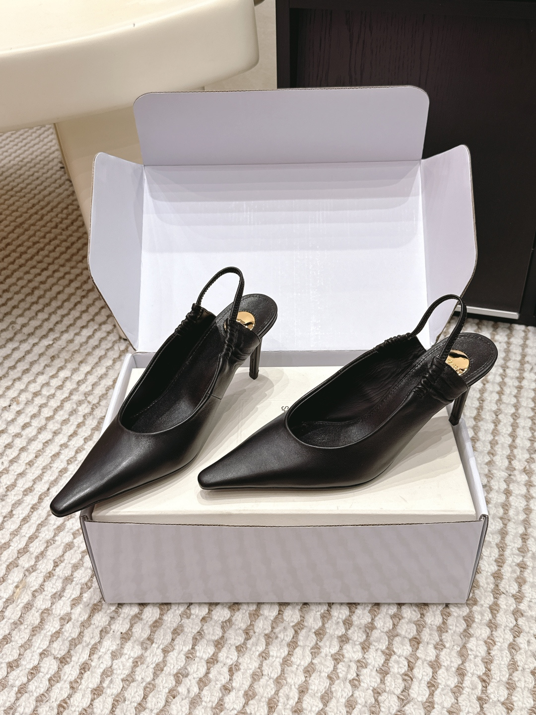 Deluxe YSL Anne-Marie 75 Leather Replica Slingback Pumps - Image 3