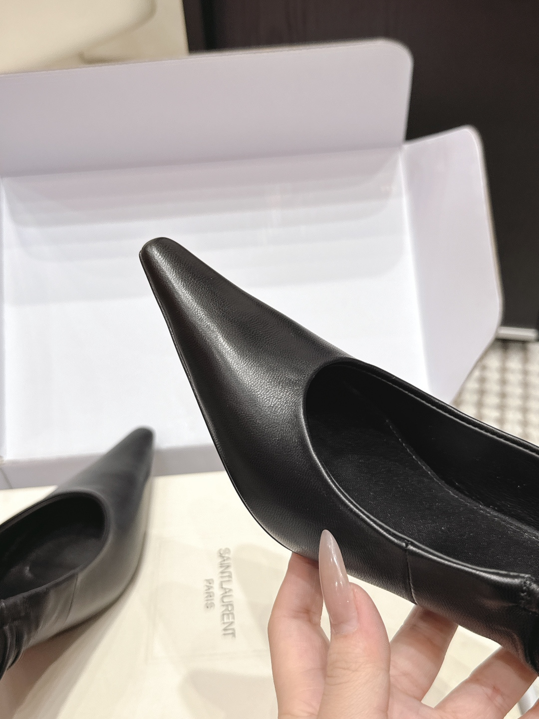 Deluxe YSL Anne-Marie 75 Leather Replica Slingback Pumps - Image 6