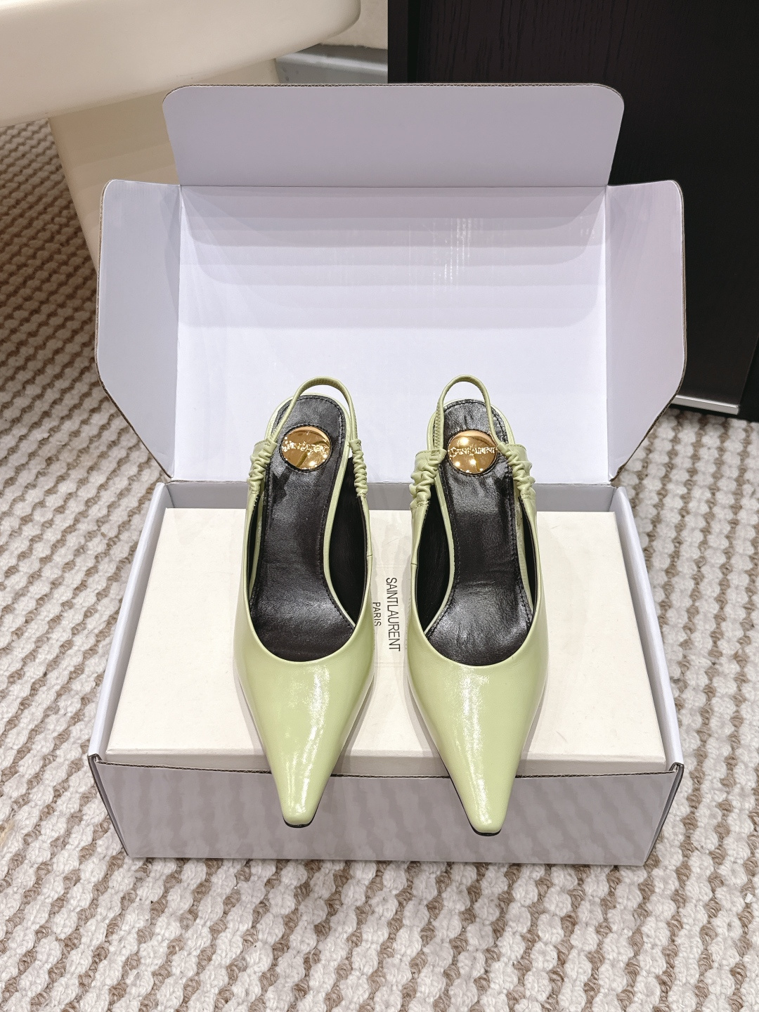 Copy YSL Anne-Marie Replica Slingback Pumps In Smooth Leather - Image 2