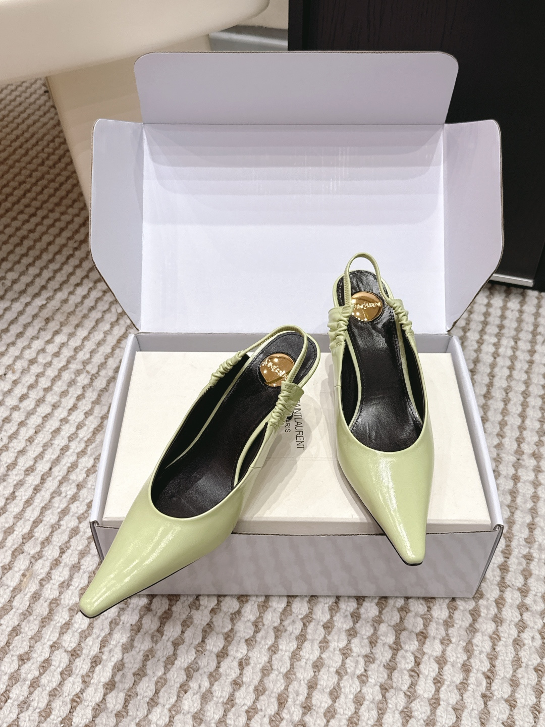 Copy YSL Anne-Marie Replica Slingback Pumps In Smooth Leather - Image 4