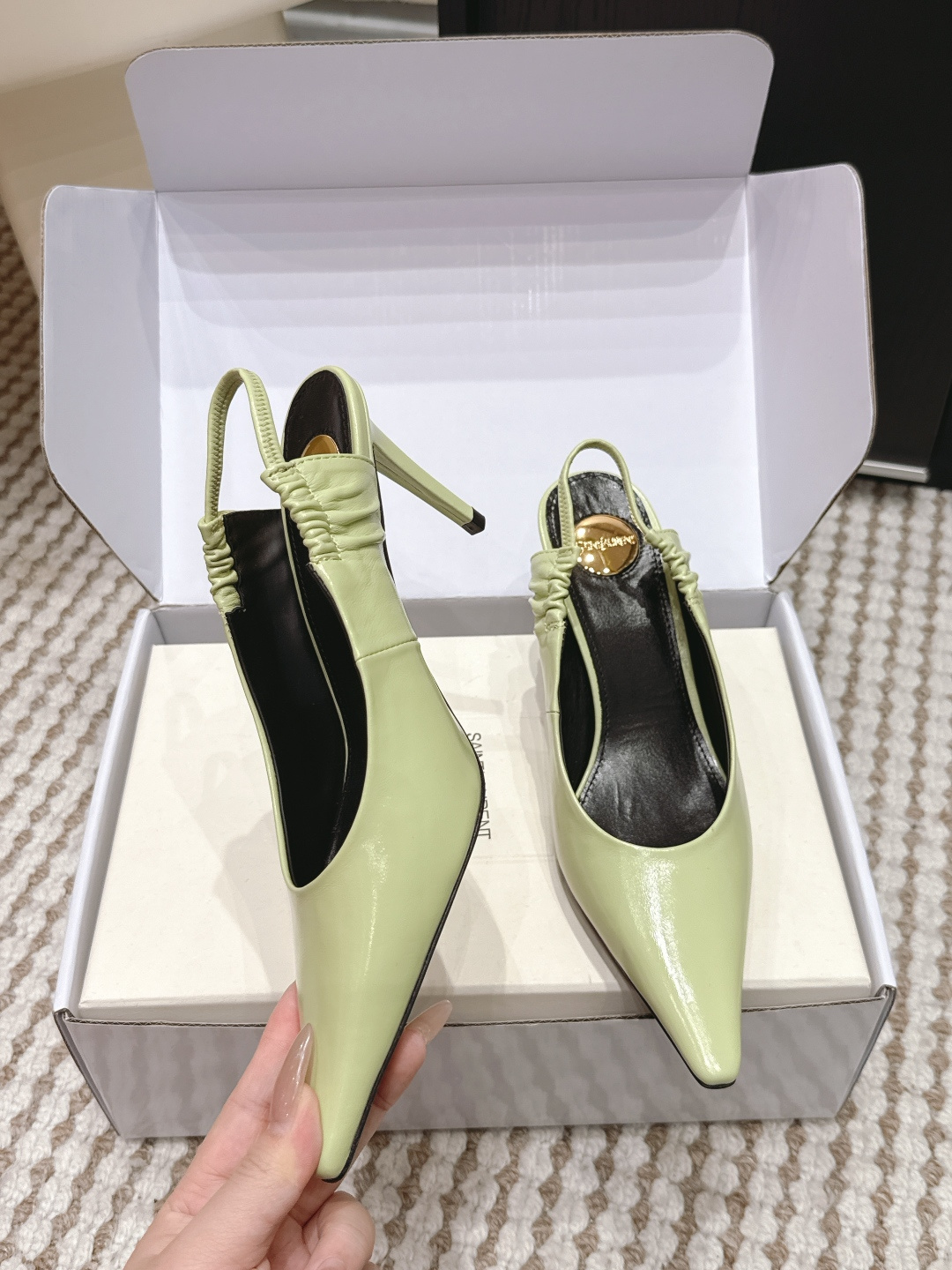 Copy YSL Anne-Marie Replica Slingback Pumps In Smooth Leather - Image 5