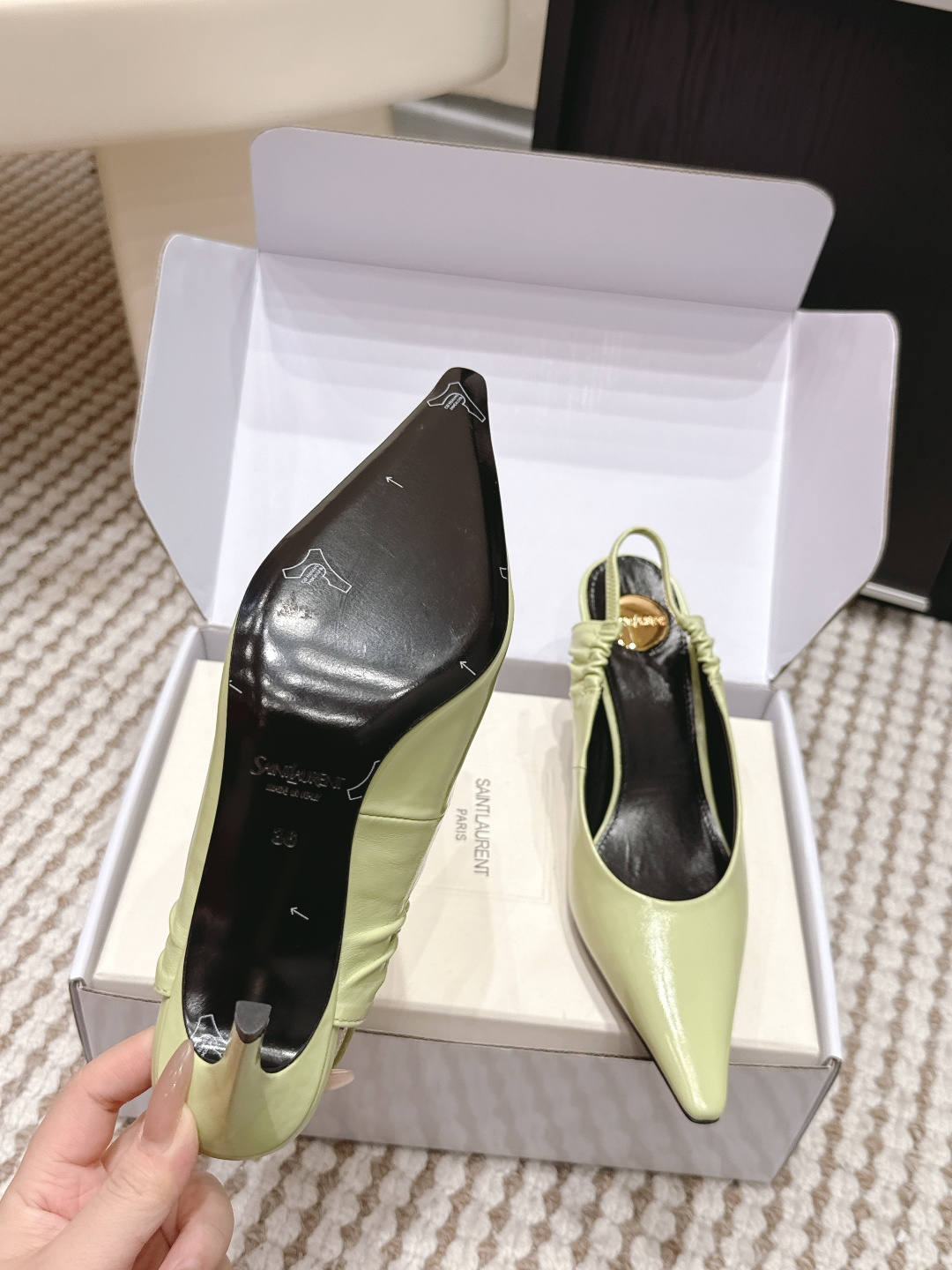 Copy YSL Anne-Marie Replica Slingback Pumps In Smooth Leather - Image 9