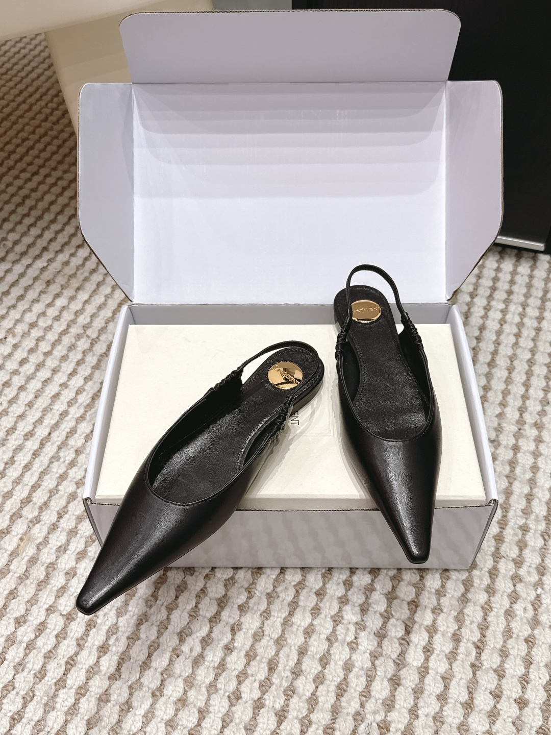 Deluxe YSL Anne-Marie Replica Leather Slingback Flats - Image 4