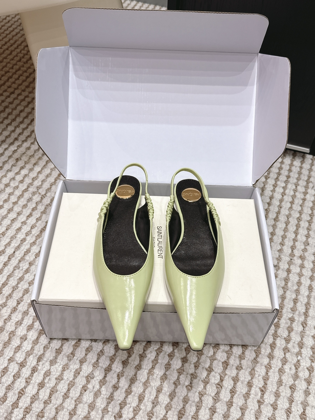 Elite YSL Anne-Marie Replica Slingback Flats In Smooth Leather - Image 2