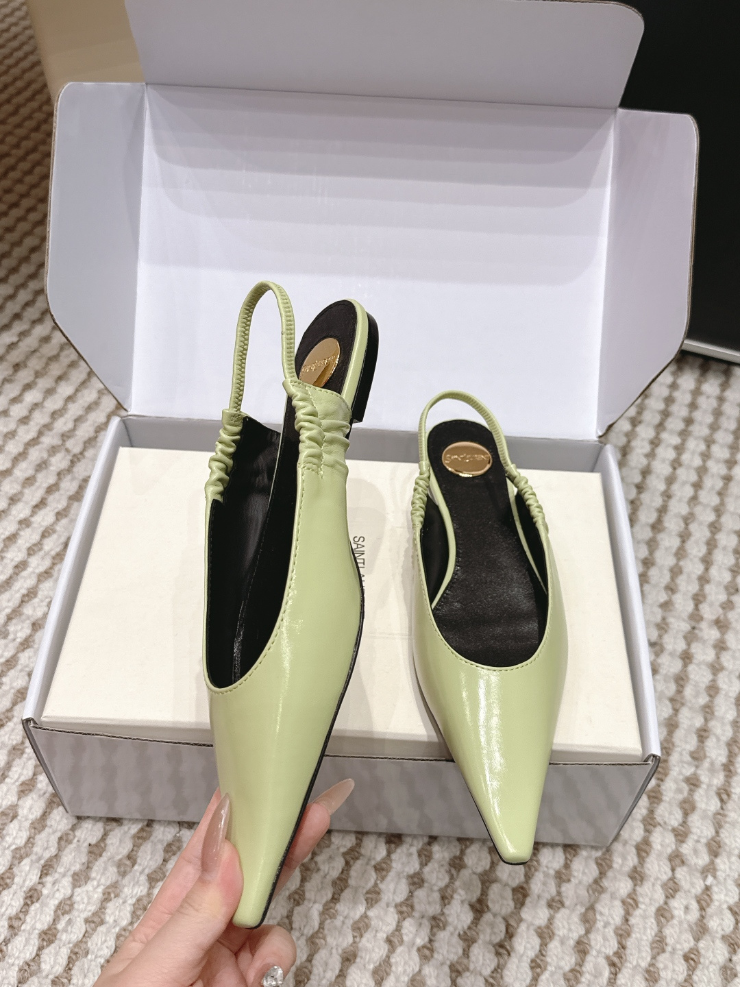 Elite YSL Anne-Marie Replica Slingback Flats In Smooth Leather - Image 5