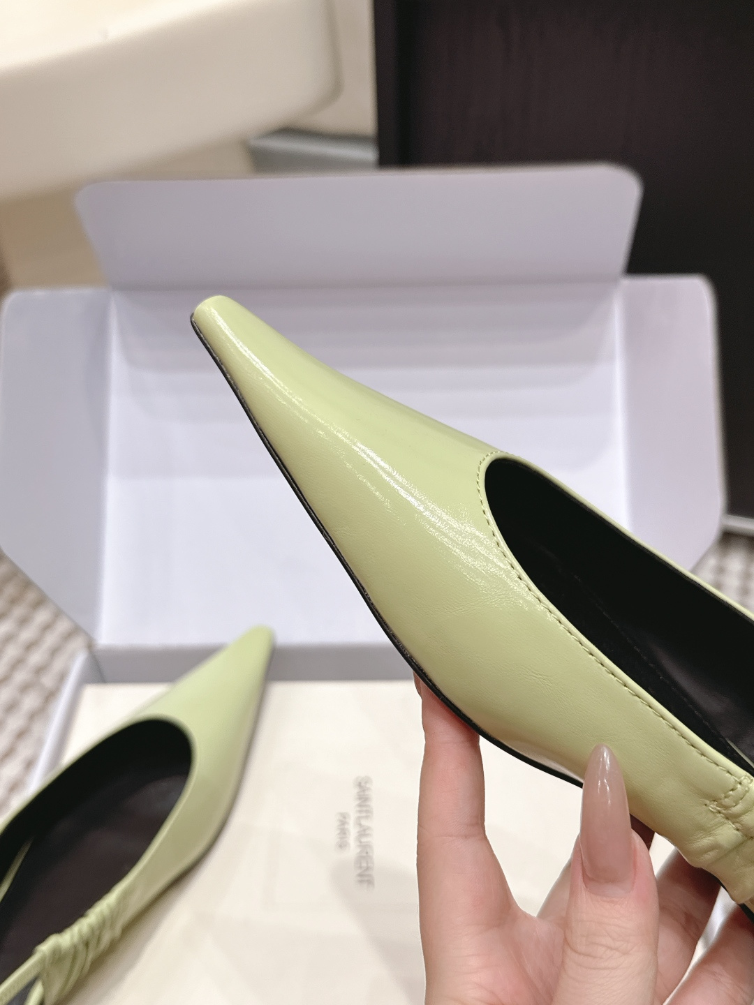 Elite YSL Anne-Marie Replica Slingback Flats In Smooth Leather - Image 6