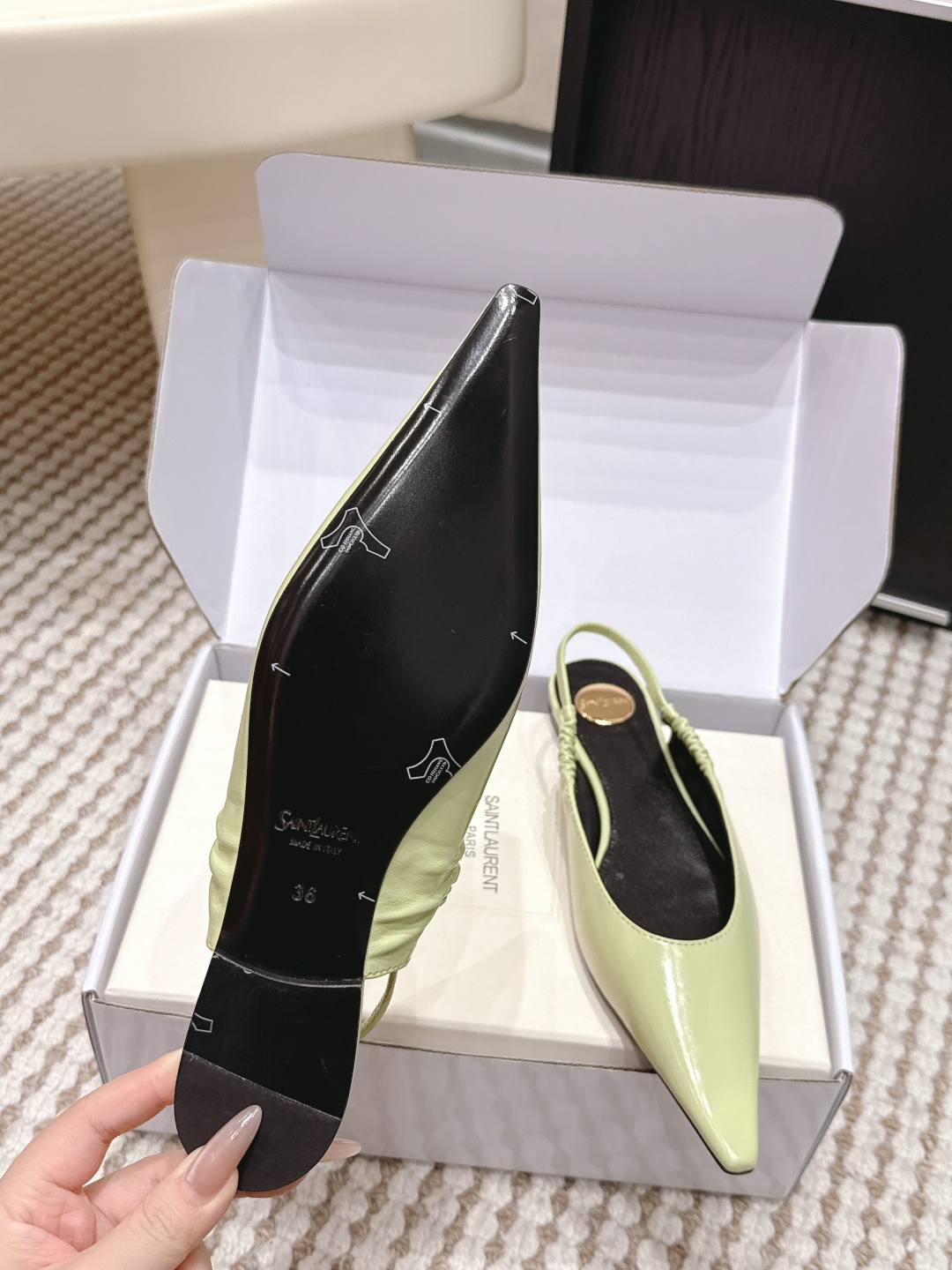 Elite YSL Anne-Marie Replica Slingback Flats In Smooth Leather - Image 9