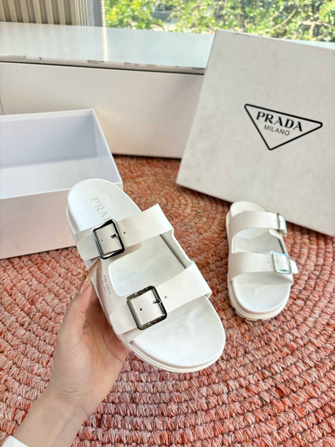 Mirror Quality Prada Rubber Replica Slides - Image 3