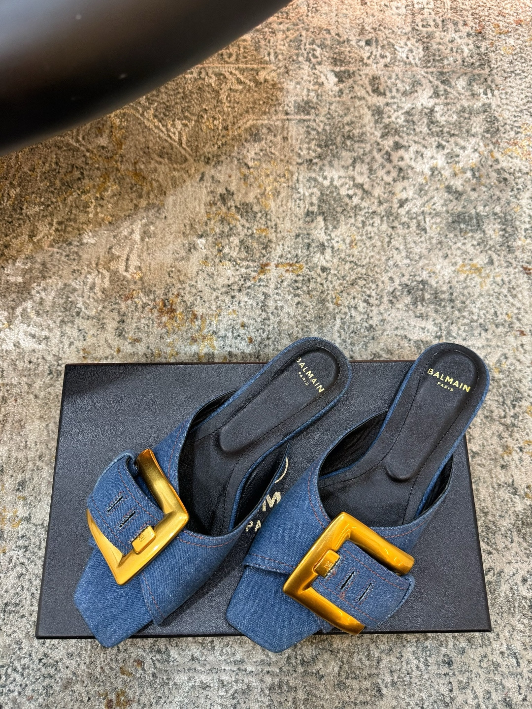 Finest Balmain Anthem Flat Denim Replica Sandals - Image 3