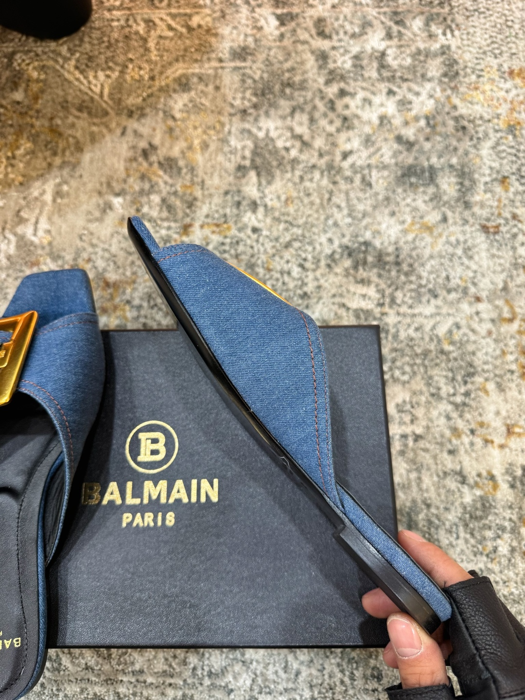 Finest Balmain Anthem Flat Denim Replica Sandals - Image 5