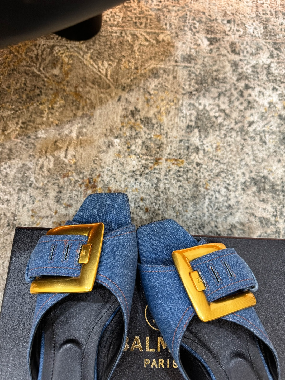 Finest Balmain Anthem Flat Denim Replica Sandals - Image 6