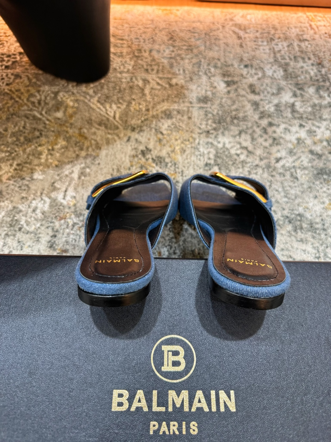 Finest Balmain Anthem Flat Denim Replica Sandals - Image 7