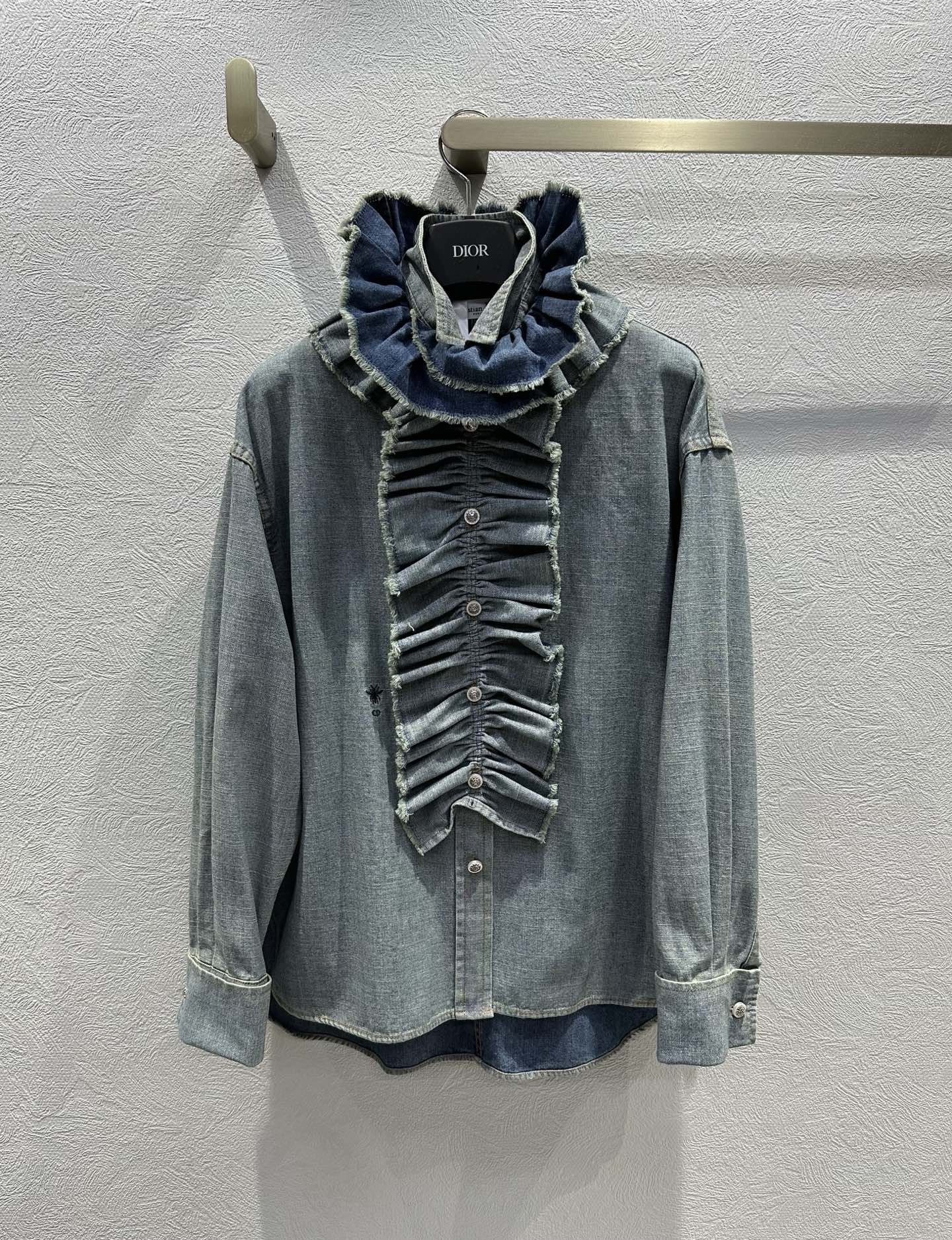 Luxury Replica Christian Dior Blouse with Removable Ruched Collar