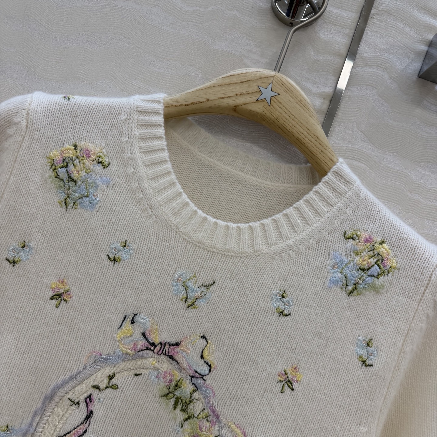 Copy Christian Dior Short-Sleeved Embroidered Replica Sweater - Image 3