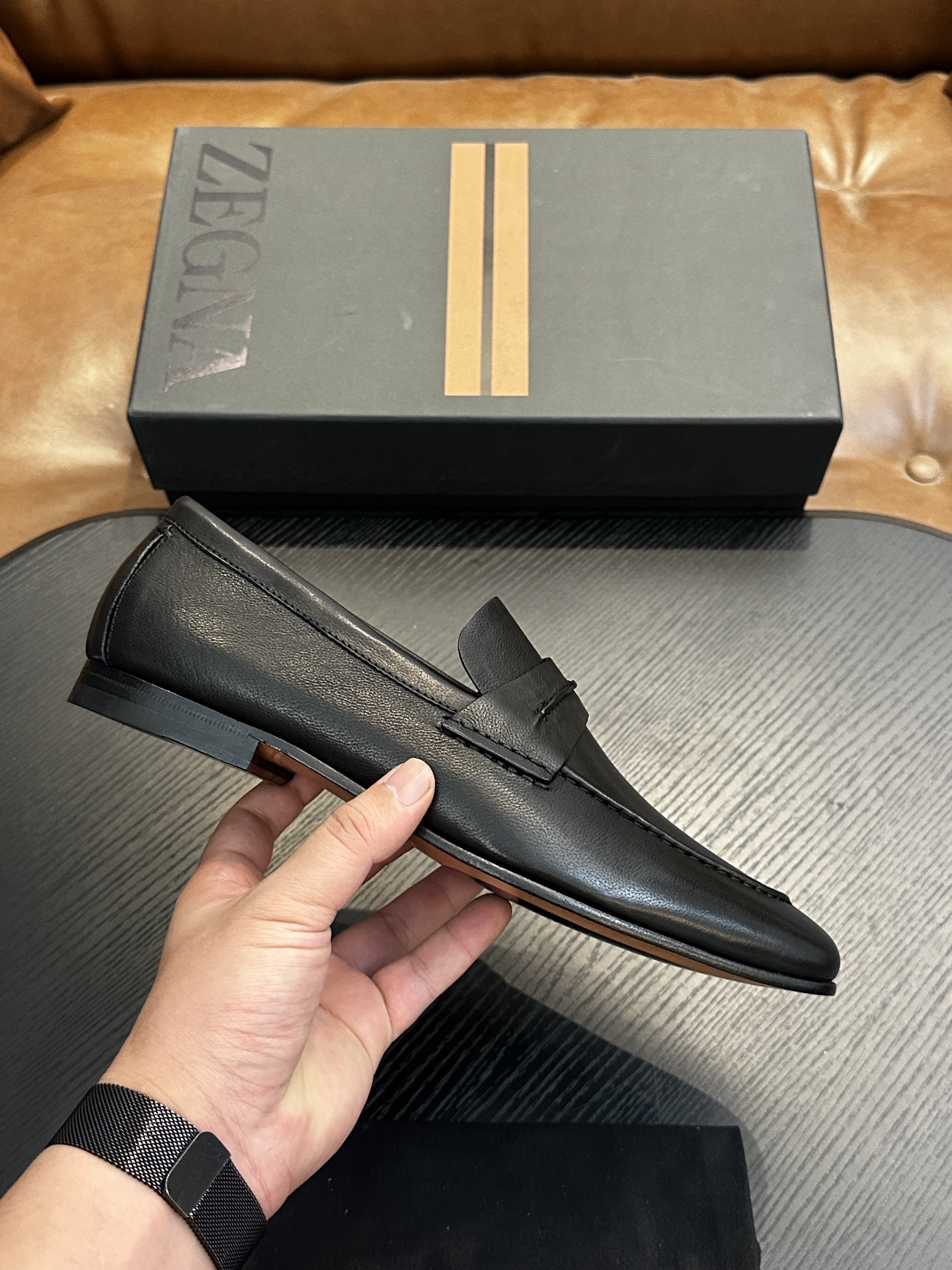 Superior Zegna Natural Grain Leather Replica Mocassin Loafer - Image 5