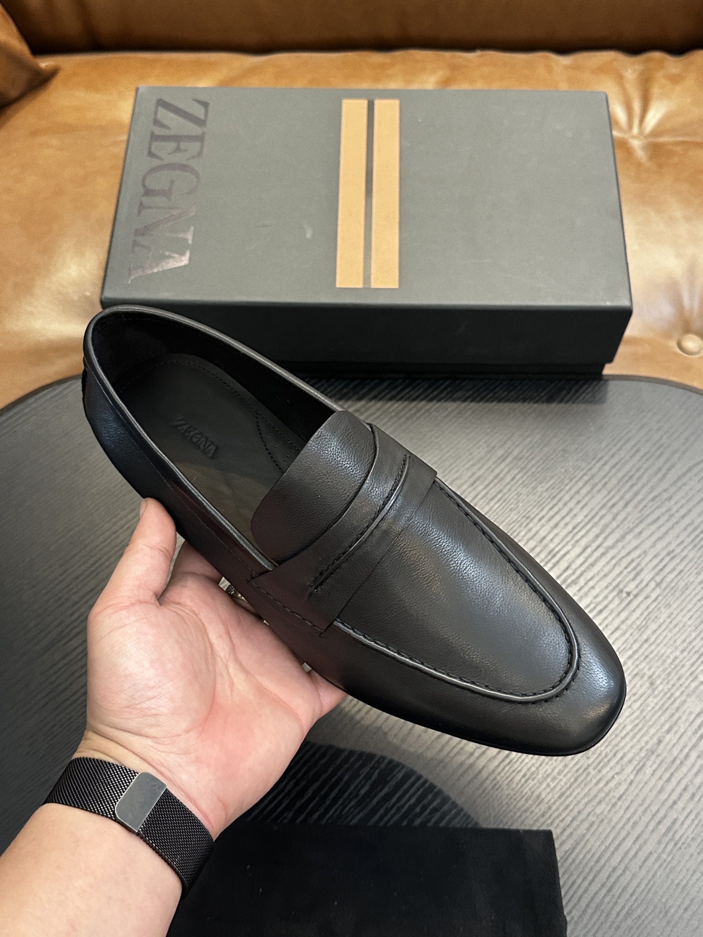 Superior Zegna Natural Grain Leather Replica Mocassin Loafer - Image 4