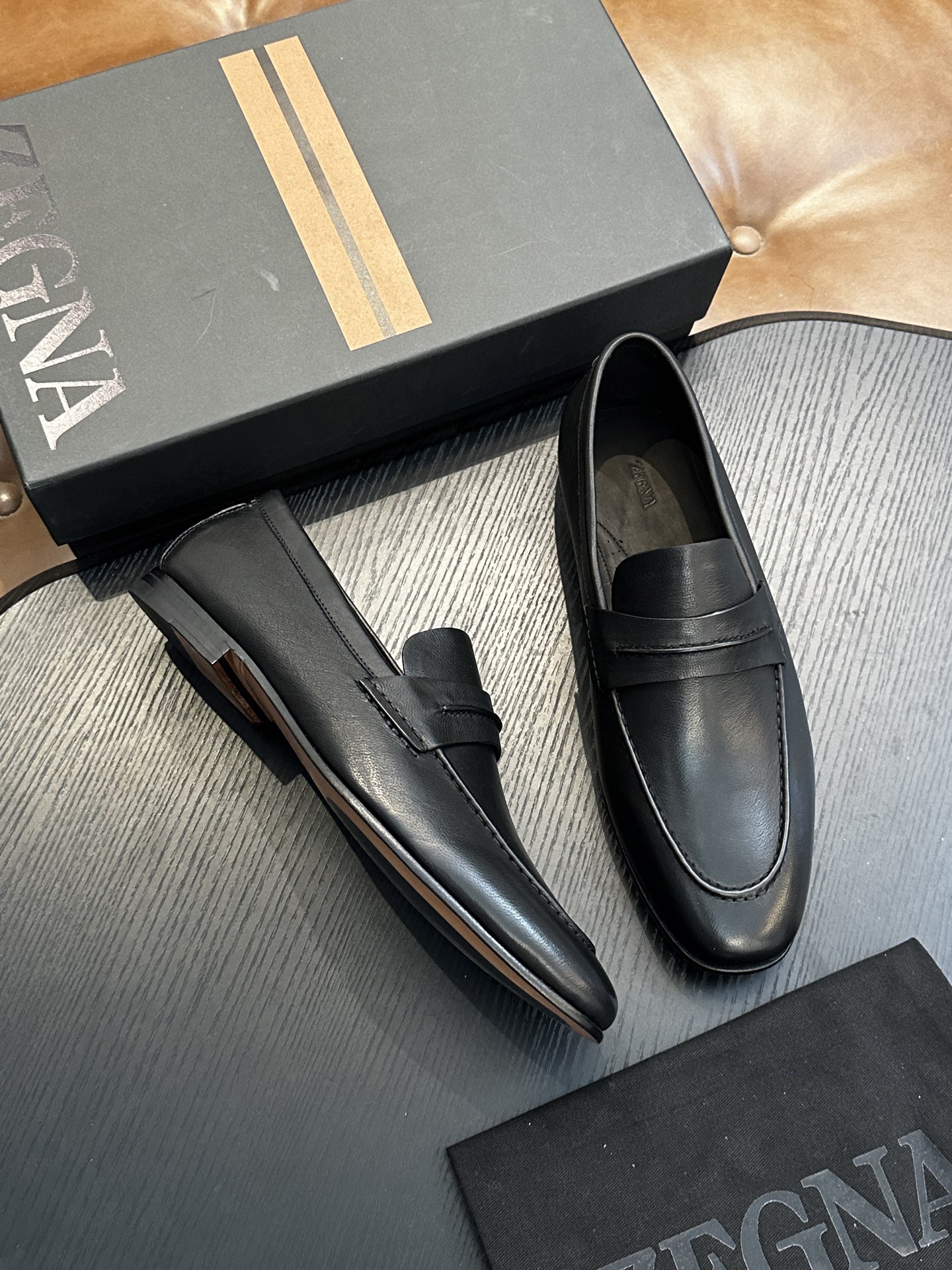 Superior Zegna Natural Grain Leather Replica Mocassin Loafer - Image 2