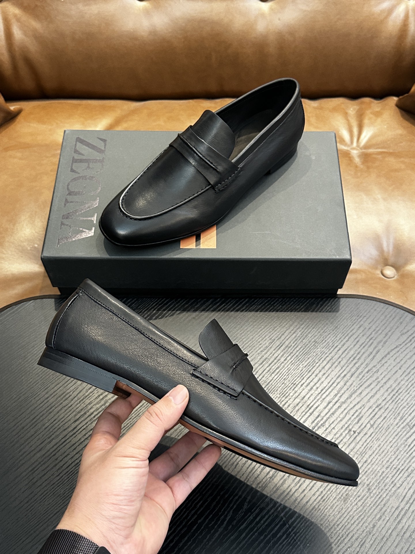 Superior Zegna Natural Grain Leather Replica Mocassin Loafer - Image 3