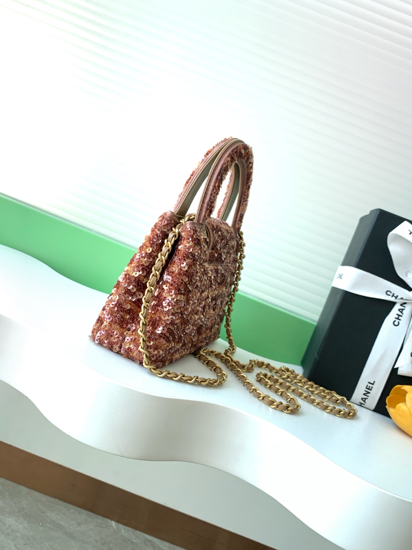 Original Inspired Mini Replica Shopping Bag With Sequins - Image 3