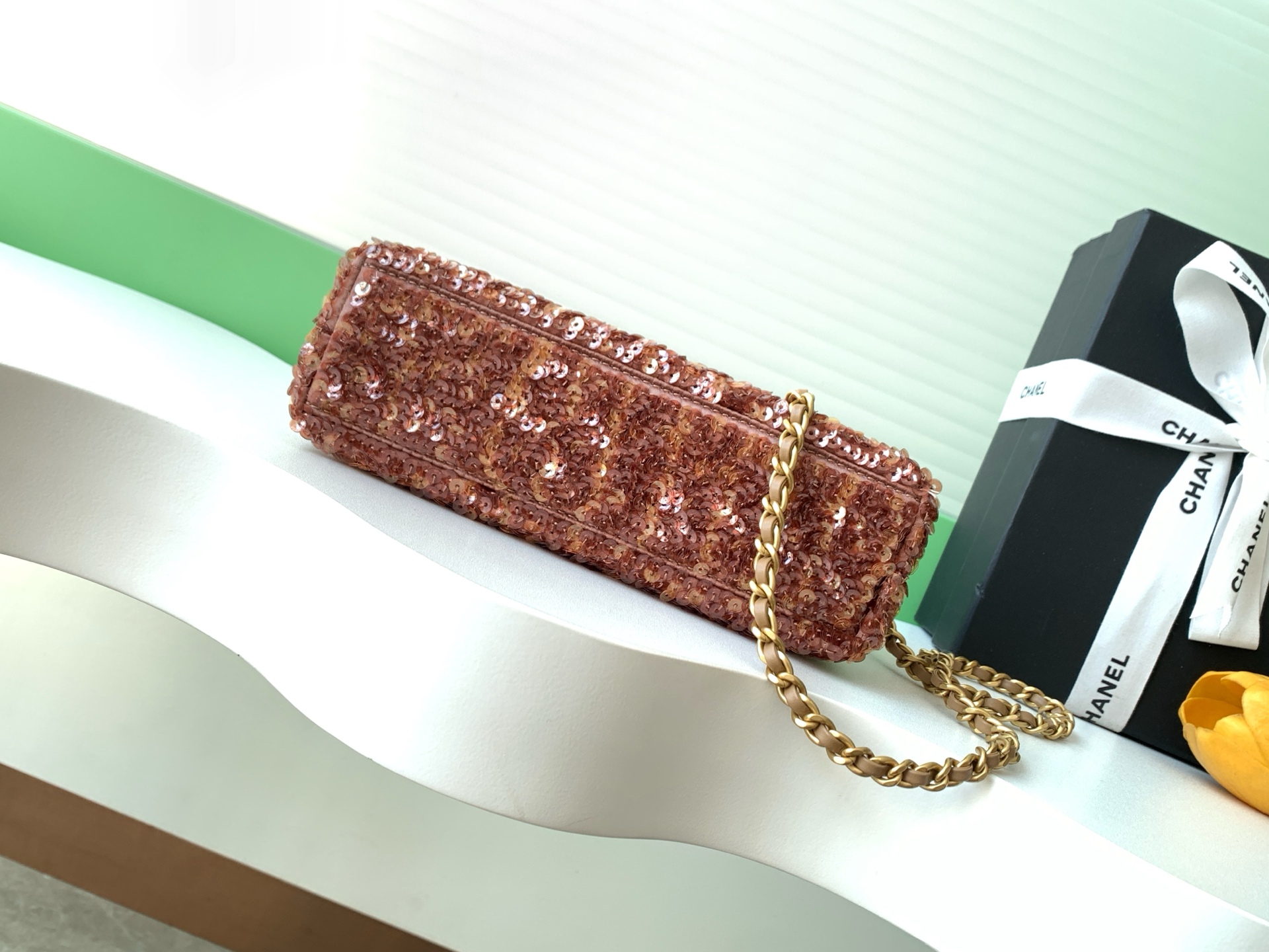 Original Inspired Mini Replica Shopping Bag With Sequins - Image 4